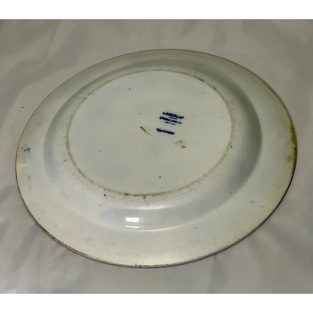 Lovely Antique Wedgwood 'Landscape' Blue Rose Border' Plate C 1889+